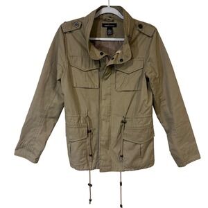 Moda International Womens Khaki Cotton Utility Jacket Field Jacket Size Small